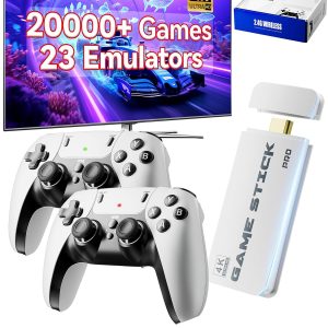 2025 Upgraded Retro Gaming Console Stick, Classic Video Games Stick with 4K HDMI, Built-in 23 Emulators, 20000+ Games - Plug & Play TV Video Gaming Stick with Upgrade Dual 2.4G Wireless Controllers