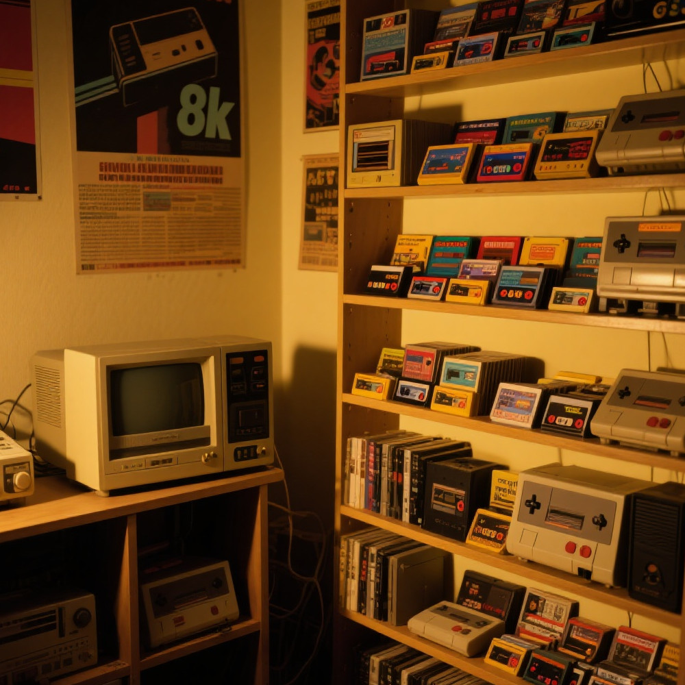A collection of classic video game consoles.